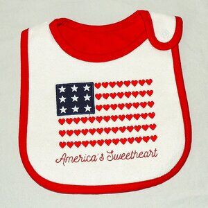 Baby First 4th of July Bib America Sweetheart USA Patriotic American Flag NEW